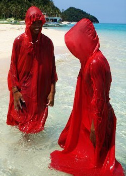 poncho cape red sun protection boracay