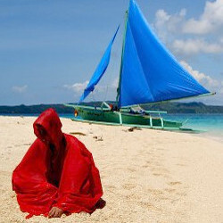 poncho cape red sun protection sail boat boracay